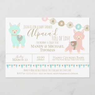 Alpaca Baby Shower Packed with Love Gender Neutral Invitation