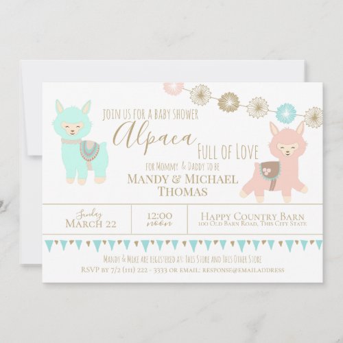Alpaca Baby Shower Packed with Love Gender Neutral Invitation