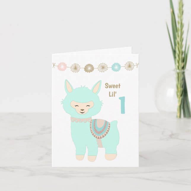 Alpaca Baby's 1st Birthday Card (Front)