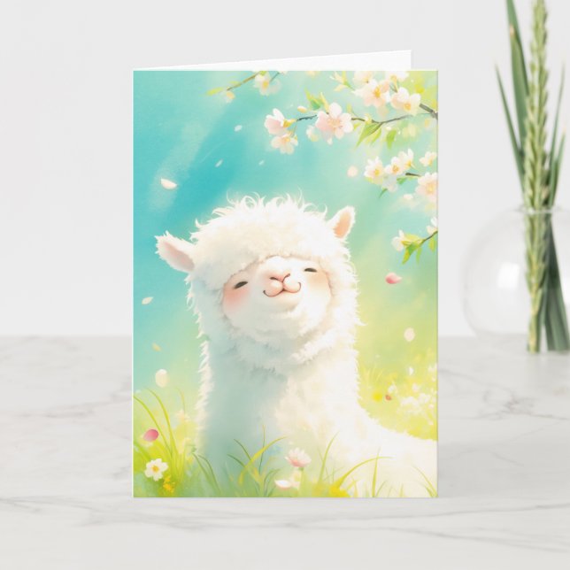 Alpaca Basking in the Floral Blooms Card (Front)