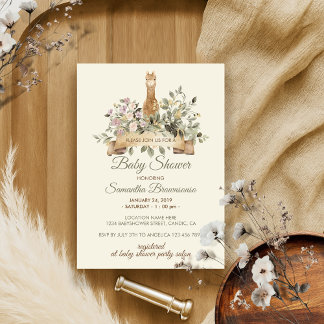 Alpaca Beige Baby Shower Invitation