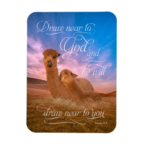 Alpaca Bible Verse Draw Near to God Photo Magnet