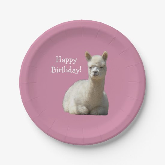 Alpaca Birthday 7 Inch Paper Plate