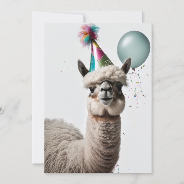 Alpaca Birthday Party Flat Greeting Card (Front)