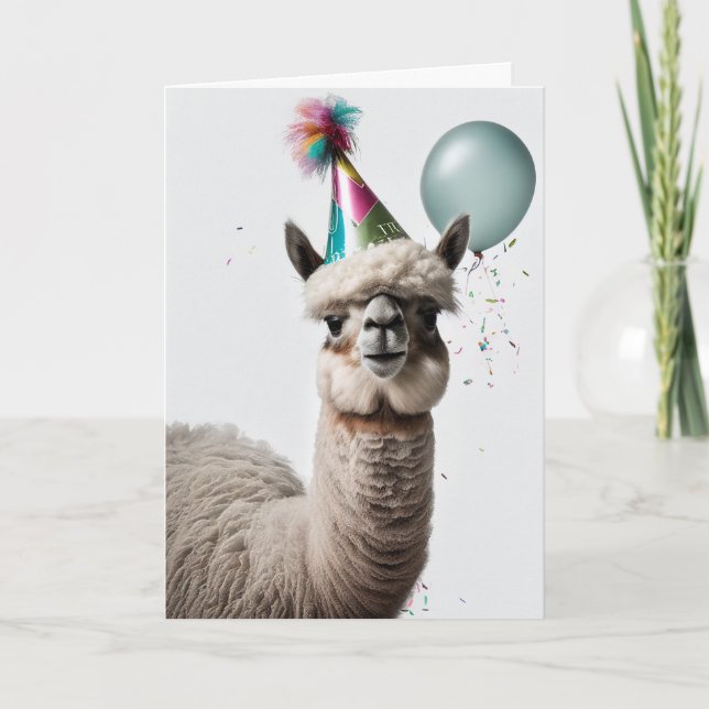 Alpaca Birthday Party Greeting Card (Front)