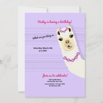 Alpaca Birthday Party Invitation by PixiePrints at Zazzle