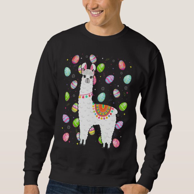 Alpaca Bunny Easter Egg   Funny Alpaca Easter Sund Sweatshirt (Front)