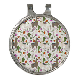 Alpaca Cactus Floral Pattern Animal Lover Golf Hat Clip