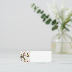 Alpaca Cactus Floral Pattern Animal Lover Mini Business Card