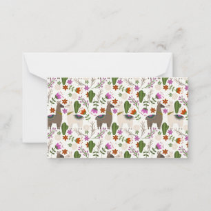 Alpaca Cactus Floral Pattern Animal Lover Note Card