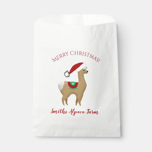 Alpaca Christmas Holiday Party Treat Favor Bag (Front)