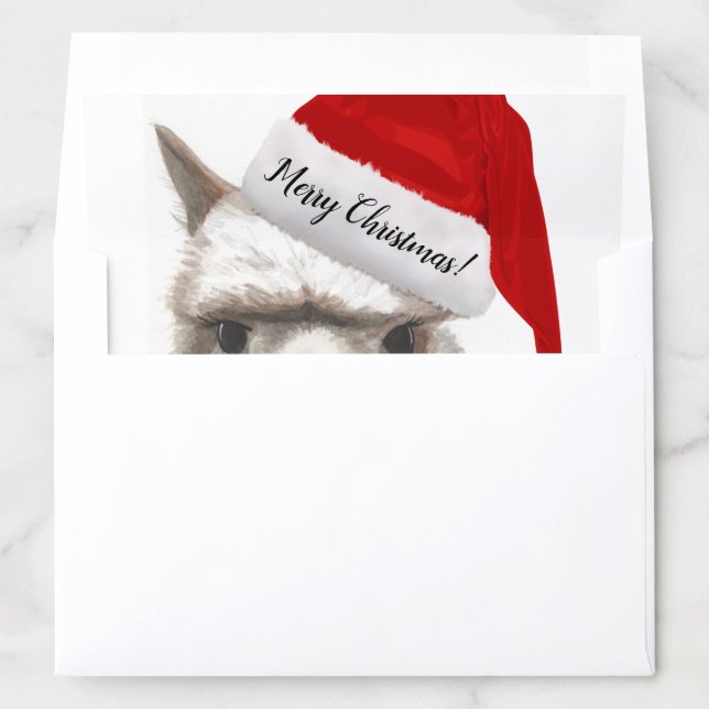 Alpaca Christmas Smile Envelope Liner Original Art (In Envelope)
