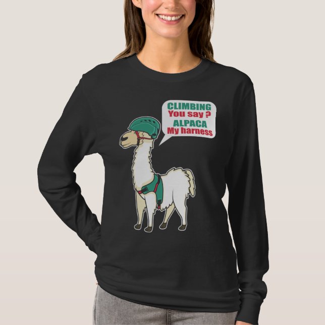 Alpaca Climbing Mountain Climber And Alpaca Fan T-Shirt (Front)