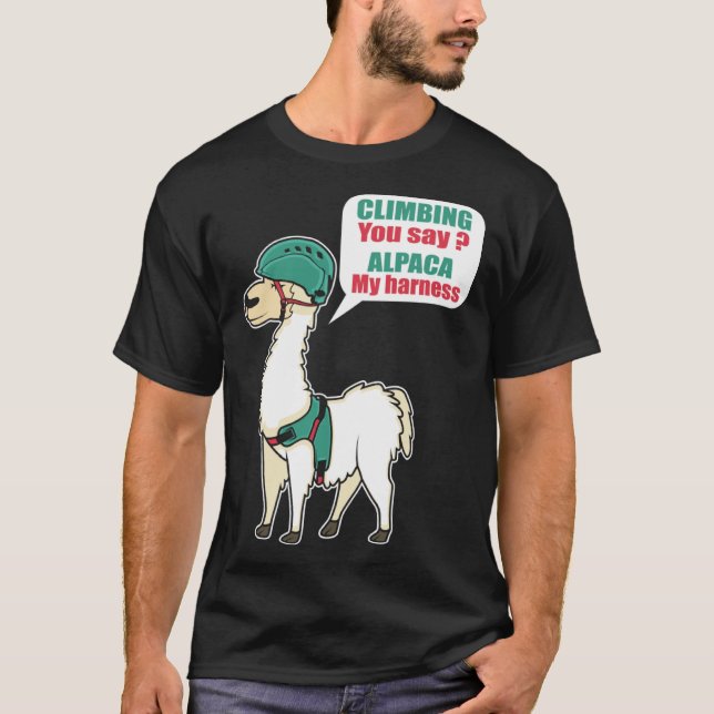 Alpaca Climbing Mountain Climber And Alpaca Fan T-Shirt (Front)