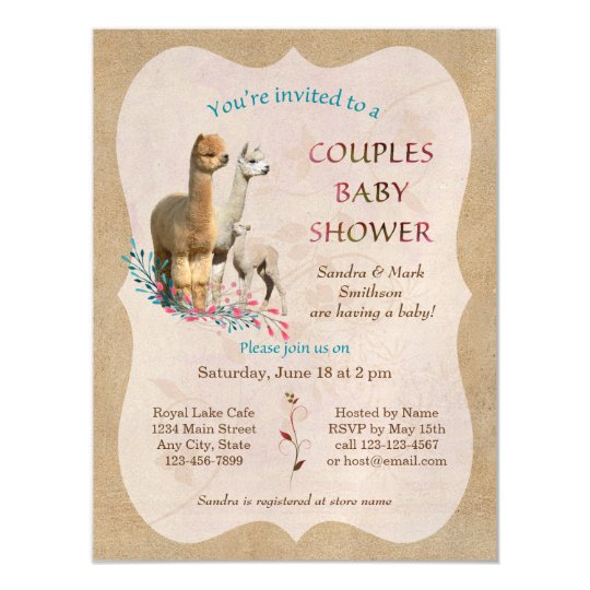alpaca couples baby shower magnetic invitations zazzle com