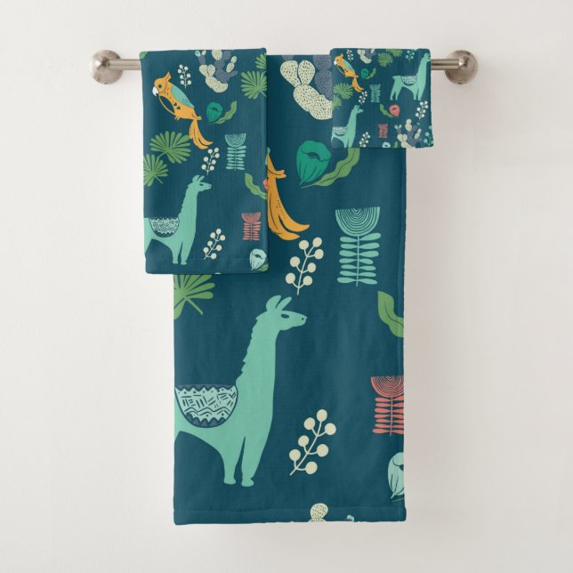 Alpaca design pattern   bath towel set (Insitu)