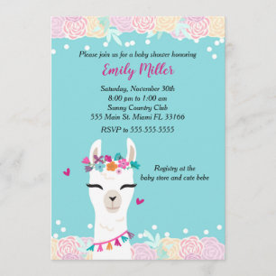Alpaca Face Baby Shower Invitation