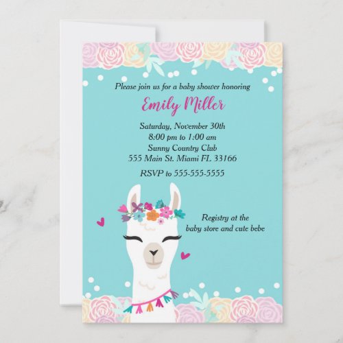 Alpaca Face Baby Shower Invitation