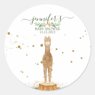 Alpaca Family Baby Shower Favor Classic Round Sticker