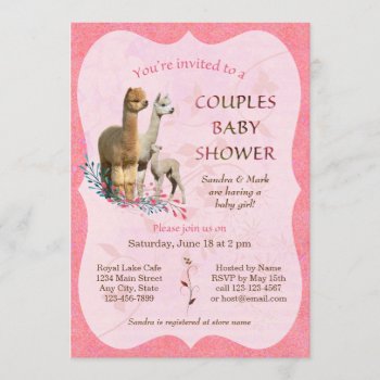 Alpaca Family Couples Baby Shower Invitation Girl by Walnut_Creek at Zazzle