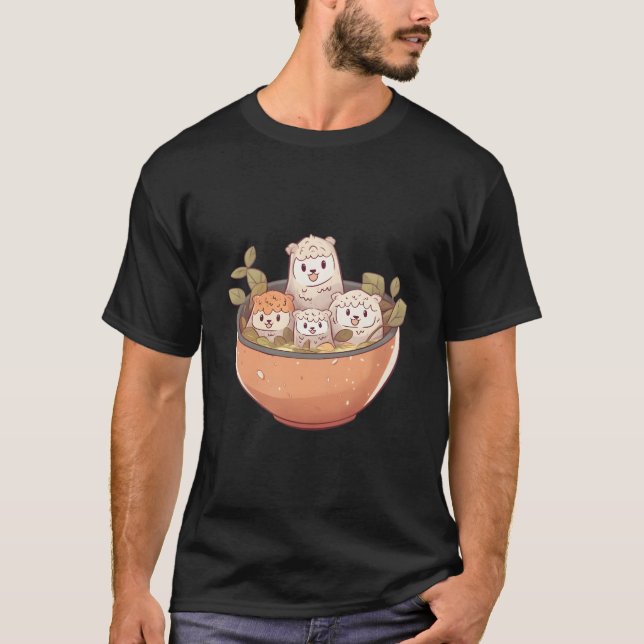 Alpaca Family In Ra Soup Comic For Children T-Shirt (Front)