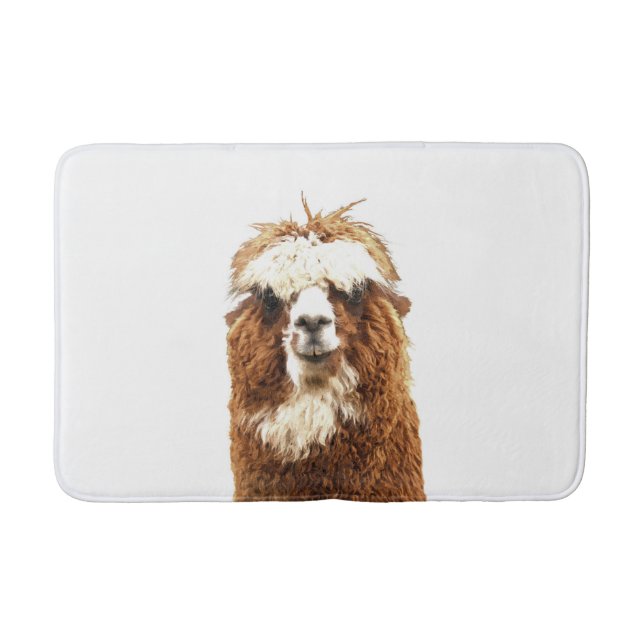 Alpaca Farm Animal Portrait Bath Mat (Front)