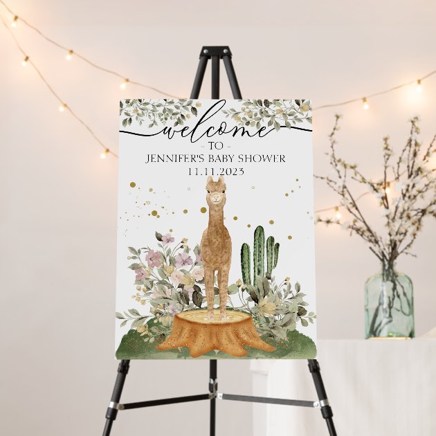 Alpaca Floral Welcome to baby shower Foam Board