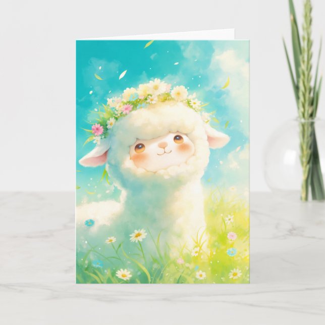 Alpaca Flower Crown Bliss Card (Front)