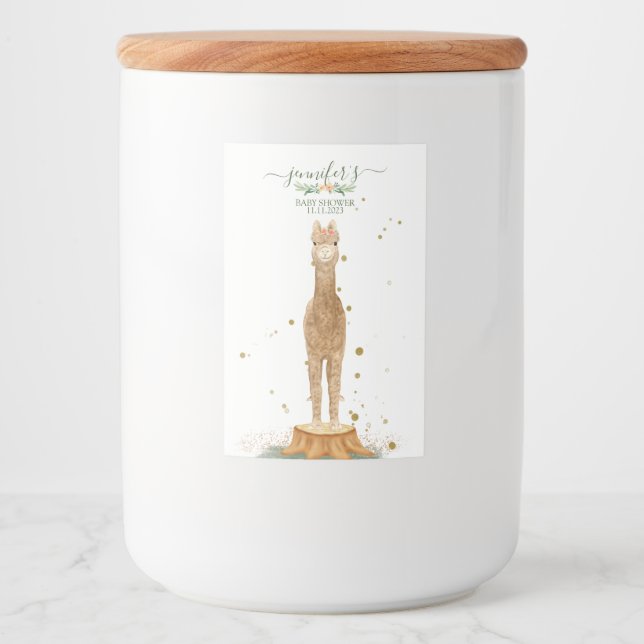 Alpaca Food Table Baby Shower Label (Front)