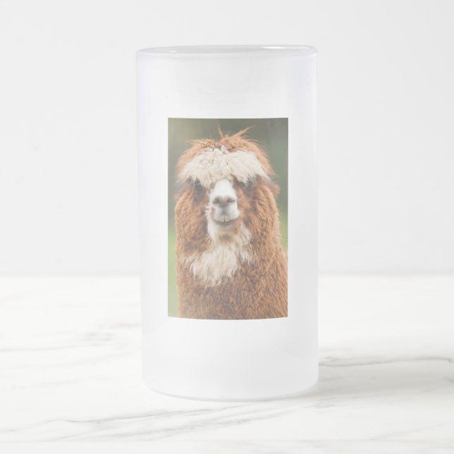 Alpaca Frosted Glass Beer Mug (Center)