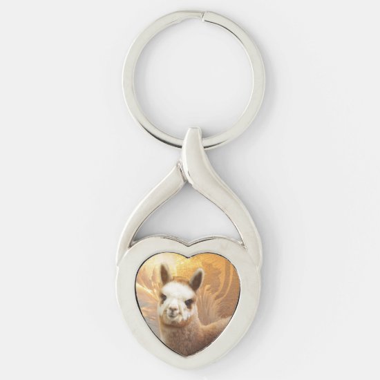 Alpaca Gold Twisted Heart Keychain