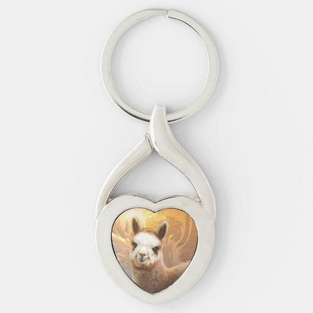 Alpaca Gold Twisted Heart Keychain (Front)