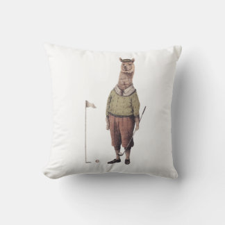 Alpaca Golf Club Throw Pillow
