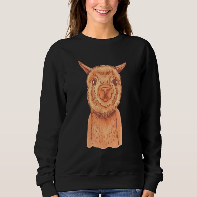 Alpaca Grinning In Brown For Llama Fans Sweatshirt (Front)