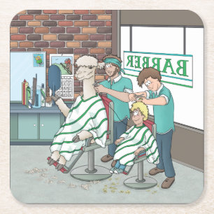 Alpaca haircut  square paper coaster