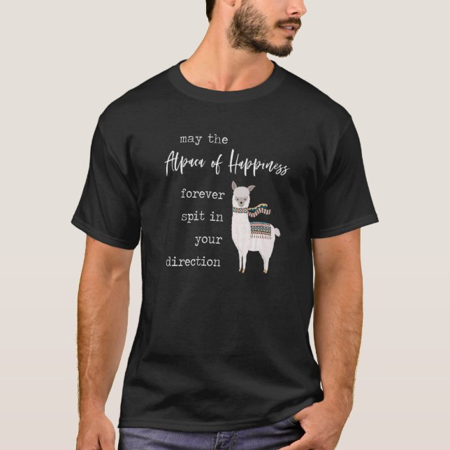 Alpaca Happiness Wish Cute  Llama Love Pun Quote J T-Shirt (Front)
