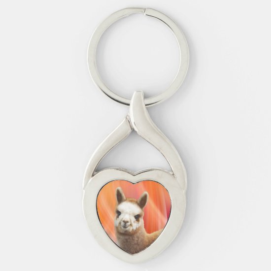 Alpaca Heart Keychain