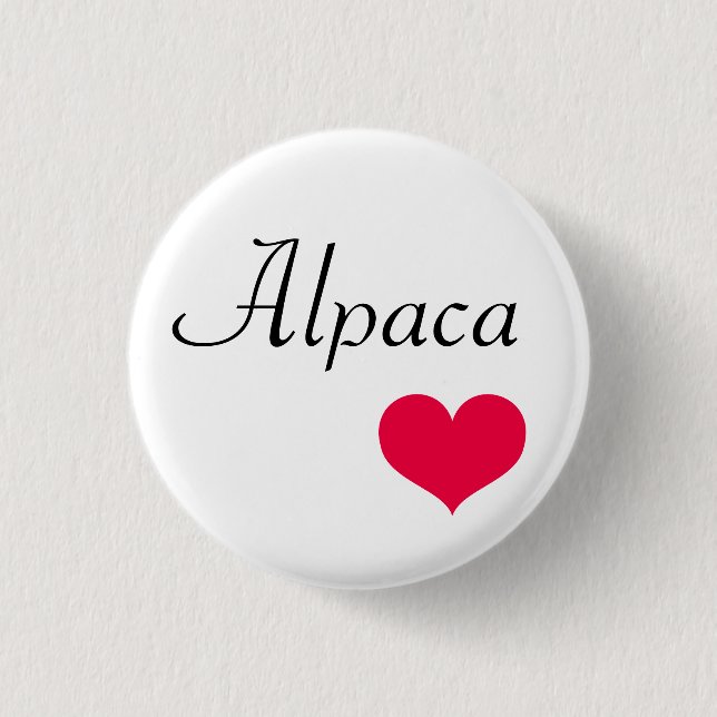 Alpaca heart pinback button (Front)