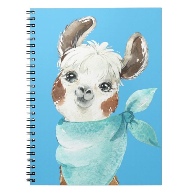 Alpaca in a Blue Bandana Notebook (Front)
