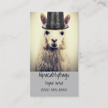 Alpaca In A Tophat Business Card by businesscardsforyou at Zazzle