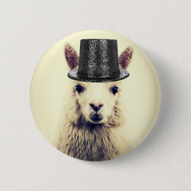 Alpaca in a Tophat Button (Front)