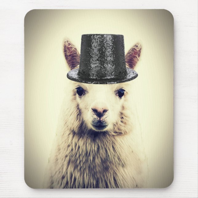Alpaca in a Tophat Mouse Pad (Front)