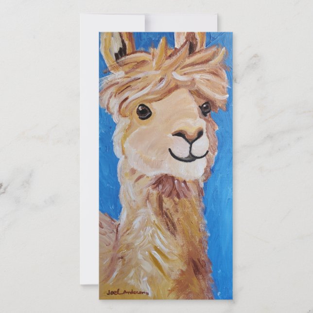 Alpaca in Blue Thank You Card (Front)