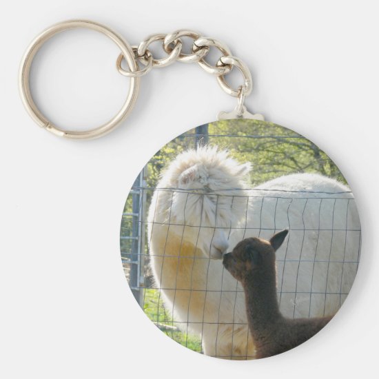 Alpaca Kiss Button Keychain