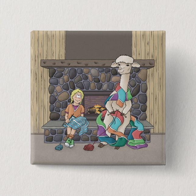 Alpaca Knitting Button (Front)