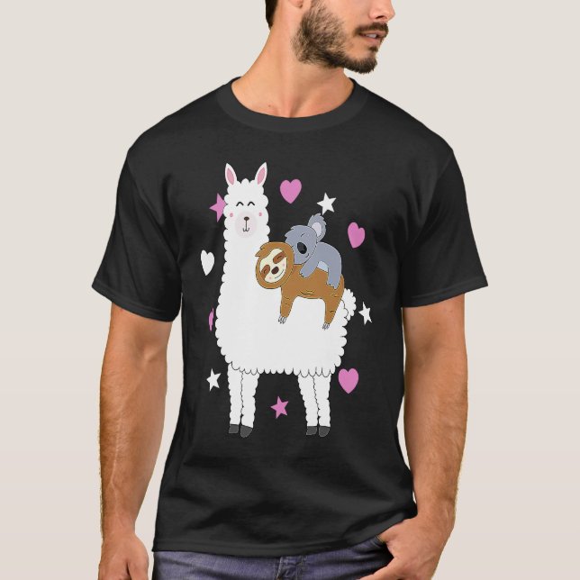 Alpaca Lama Sloth Koala Women  Girls Sloth T-Shirt (Front)