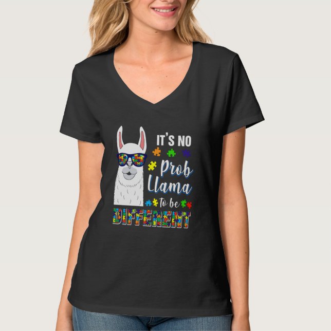 alpaca llama animal autism awareness T-Shirt (Front)