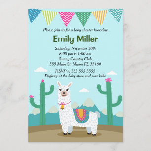 Alpaca Llama Baby Shower Invitation