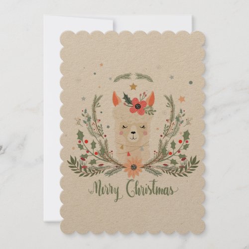 Alpaca Llama Christmas Scandinavian Card