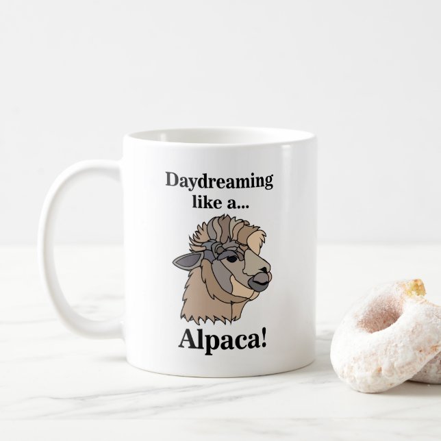 Alpaca Llama Funny Animal Lover Coffee Mug (With Donut)